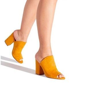 Mustard Esther Heeled Slide Mule Shoes Size 7.5